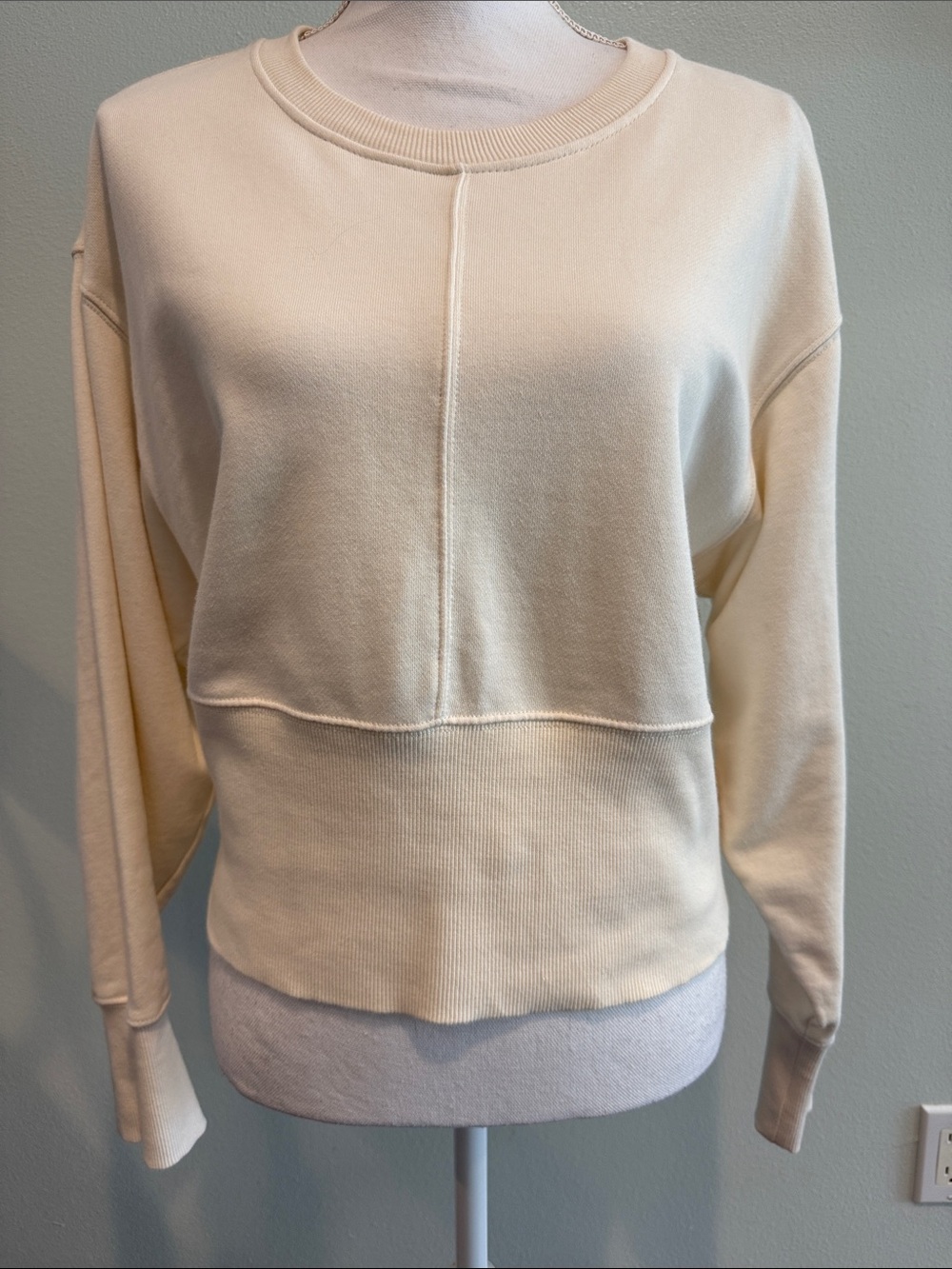 Dkny Cream Layered-Panel Crewneck Sweater